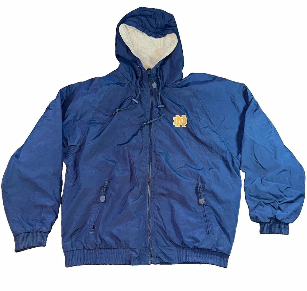 Weatherproof Notre Dame Fighting Irish Mens M Blue Hooded Full Zip Lined Jacket